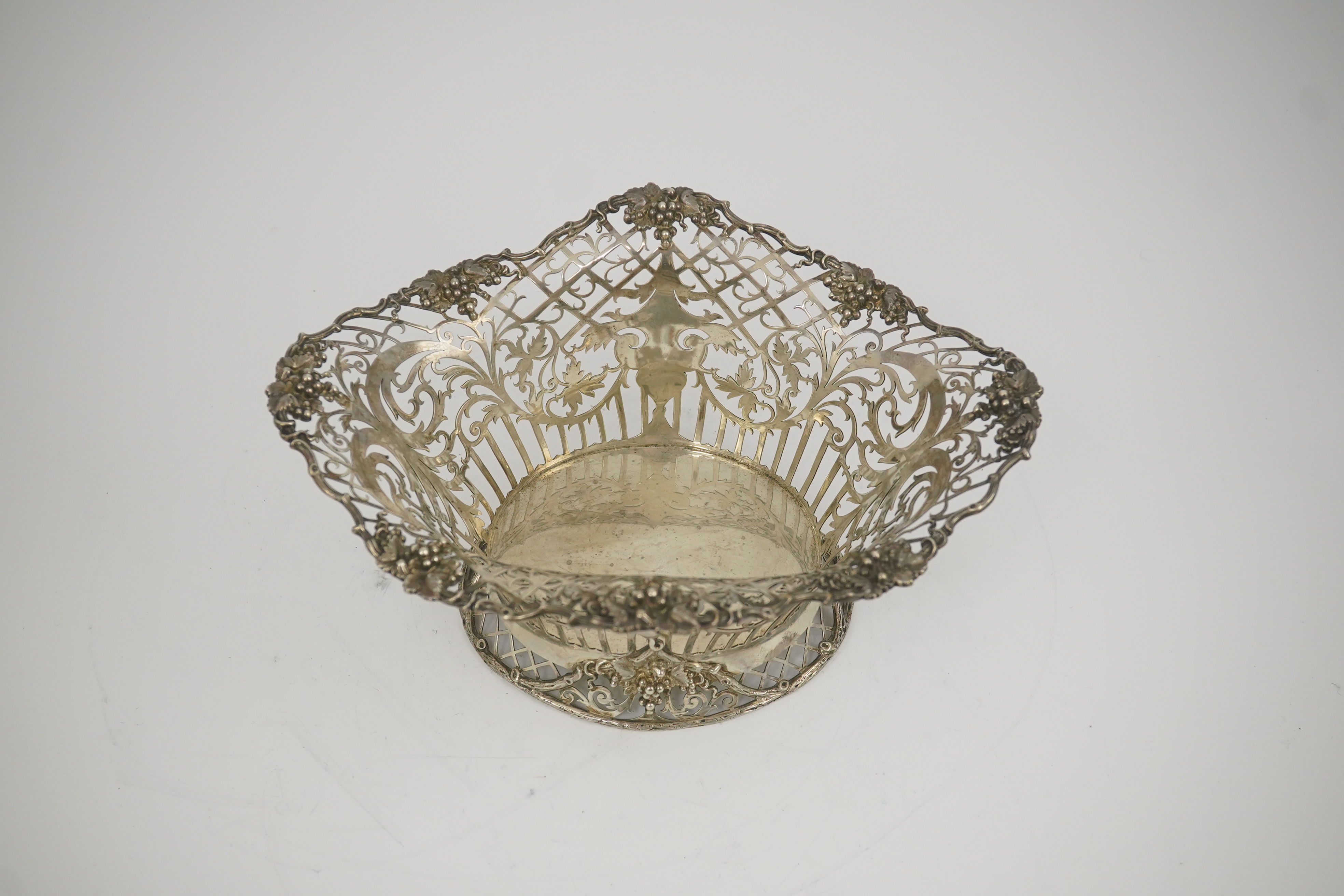 A George V pierced silver oval bowl, by James Dixon & Sons